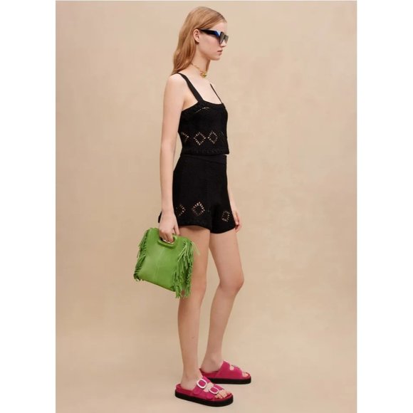 NWT $265 MAJE BLACK CROCHET KNIT TOP  SIZE 1 US SMALL - Picture 6 of 9